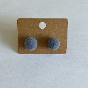 2/$15- Gray Pom Pom Stud Earrings Handmade